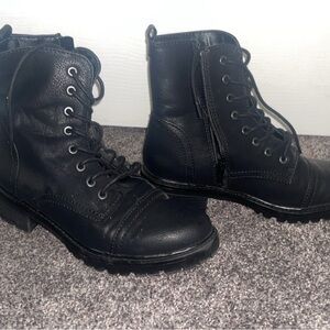 Black Leather Combat Boots